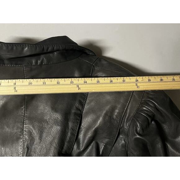 Vintage Simo di Giorgio Leather Jacket Womens Small Black Batwing Bomber 80s S/M - Picture 12 of 16